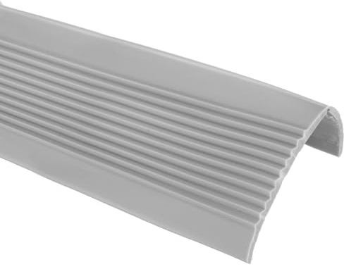 QUARKZMAN 1 Metro Profilo Per Gradini, Bordo Antiscivolo Autoadesivo Per Scale In Vinile Protettivo Per Bordi Di Gradini Impermeabile Per Pavimenti Interni E Esterni (5cm x 2.5cm, Grigio)