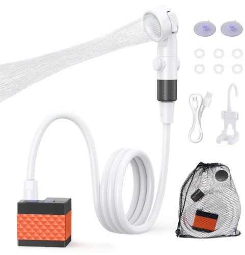 Homealexa Doccia da campeggio con indicatore di temperatura a LED, batteria portatile per esterni, flusso d'acqua regolabile, tubo lungo, ideale per campeggio, spiaggia, animali domestici e viaggi