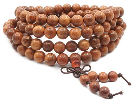 Träarmband,Unisex 108 Naturligt träarmband Gräs Rosewood uddhist Buddha 108 Prayer Bead Tibetanskt halsband