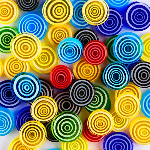 Mixed Bullseye Design Glass Millifiori Pebbles Mosaics for Arts and Crafts 50 Grams