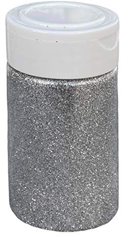 Schimmernder Glitzerpuder Glitzer-Pulver zum Basteln und Verzieren von Karten, bunter Glitter für Dekoration (Silber 100g Streudose)