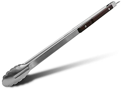 FireRocket Grillzange XXL 53 cm | Rostfreier Edelstahl mit Holzgriff | Cooking Tongs für sicheres Grillen Kochen | Hitzebeständig | lange Zange | Küchenzange Fleischzange Kochzange