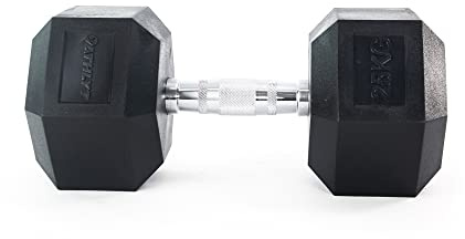 Athlyt Manubrio esagonale gommato, 25 kg – Manubrio per allenamento e home gym
