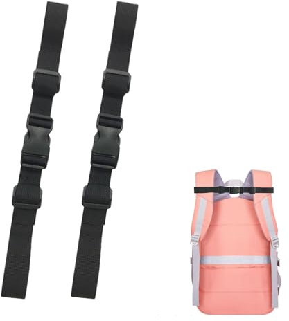 Verstellbarer Brustgurt für Rucksack und Schulranzen, 2 Stück Schnellverschluss Rucksackgurt, Nylon Rucksackriemen Brustgurt mit Schnalle Heavy Duty Schultergurte für Rucksack Schulranzen Wandern