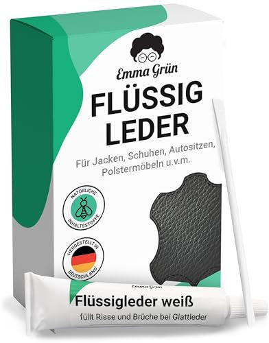 Emma Grün® Flüssigleder Reparatur Set Weiß [1x7ml] - Leder Kratzer entfernen für Risse & (Brand-) Löcher - Leder Reparaturset - Lederpflege Set für Sofa & Autositze - Kunstleder Reparaturset ml