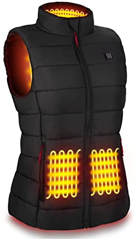 Veste Chauffante, AGUG Gilet Chauffant Électrique pour Homme/Femme avec 3 Modes de Chauffe Vêtement de Chauffage Lavable pour Ski Plein Air Randonnée Hiver Moto Chasse Camping(Sans Batterie) Femme-L