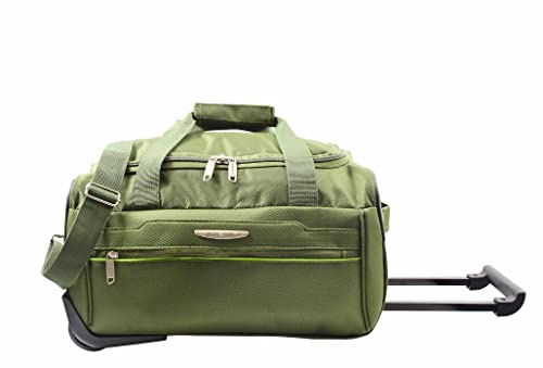 Wheeled Holdall Travel Roller Duffle Mid Size Bag Weekend Luggage HOL214 (Khaki Green)