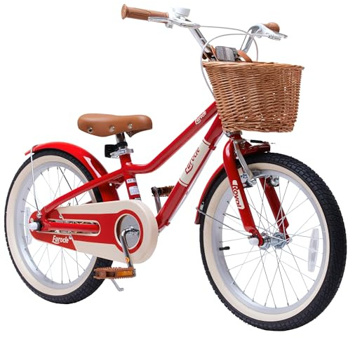 RoyalBaby Vintage Aluminum Kids Bike 16 Inch Wheel Lightweight Bicycle with Basket for Boys Girls Ages 4-7 Years, Red