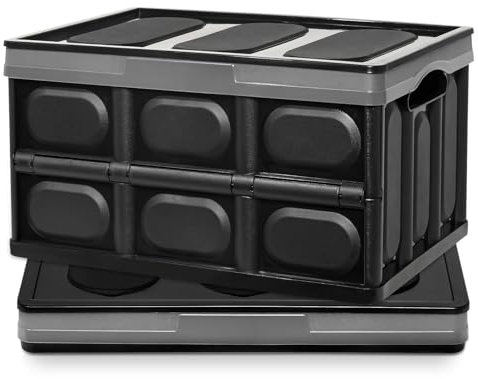 Yorbay 2 Stück 30L Profi Klappbox Transportbox Aufbewahrungsbox mit Deckel und Handgriff aus Kunststoff Mehrweg 42x28,5x24 cm