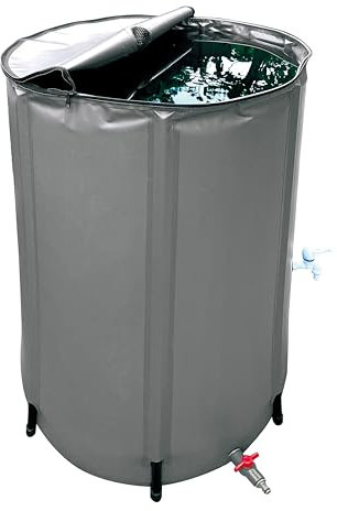 GreenYard® Powertec Faltbare Regentonne 250 L Wasserspeicher Regenspeicher Regentank Wassertank mit Wasserhan und Schlauchventil (anthrazit)