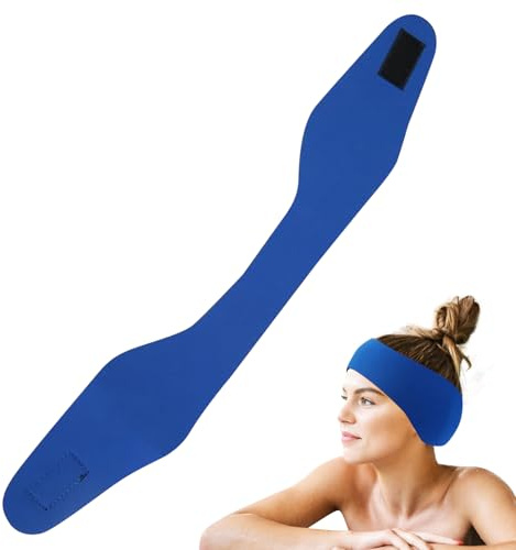 Adjustable Waterproof Swim Headband Designed Ear Cover Waterproof Swim Headband for Swimmer's Ears (Blue, M)