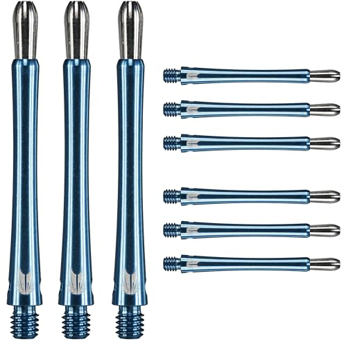 Target Darts Grip Style Aluminium Shaft - Pack of 9 | Blue, Medium (48.8mm) | Professional Darts Accessories, 2BA Shaft Multipack with Rings, Dart Shaft Multipack, Dart Stems