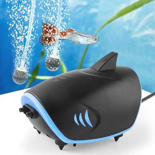 PYPABL 3W Pompa d'Aria per Acquario, Ossigenatore per Acquario Silenzioso con capacità di 5L/Min, Aeratore per Acquario Regolabile per Serbatoi fino a 400 Litri