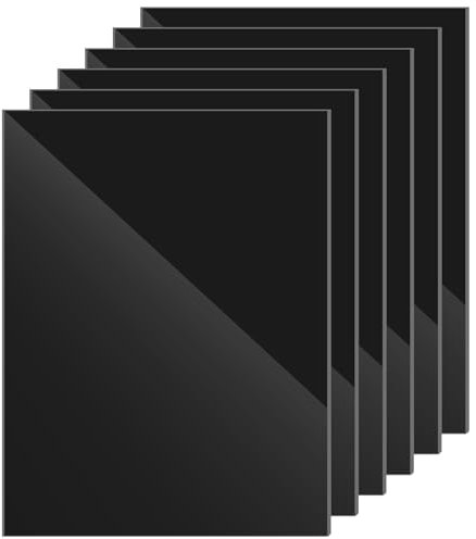 dabinzhijia 6 Pièces Plaques Acryliques Noires 20x30cm, Feuilles Plexiglas Solides, Verre de Remplacement pour Cadres, Bricolage & Décoration, Légères et Résistantes à l’Humidité