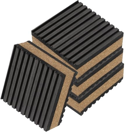 sourcing map 4pcs Anti Vibration Pads for Washing Machine, 2 x 2 x 7/8 Vibration Damping Pads Sound Isolation Ribbed Rubber Mats with Center Vibration Isolation Pads, Black/Brown