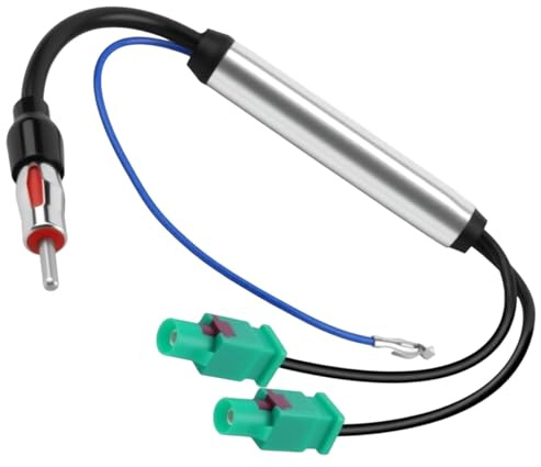 Splitter Adaptateur Antenne Autoradio 30cm Amplificateur Double Fakra vers Prise Din Connecteur Câble Adaptateur Récepteur pour FM Am Autoradio Stéréo D'autoradio/Unité de Tête GPS