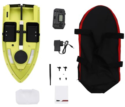 Poyujkyhr RC Esca da pesca Barca da 500 m di distanza con GPS IP65, sigillatura barca a LED, schermo senza fili, 1,5 kg, barca da pesca RC con borsa per il trasporto, luce di navigazione, 5200 mAh