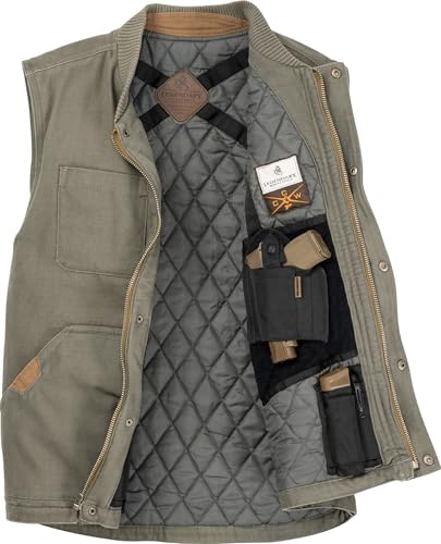 Legendary Whitetails Mens Concealed Carry CCW Canvas Two Holster Vest, Army, 2XL
