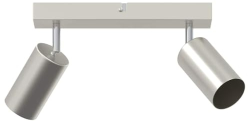 vidaXL Takspot 2 Vägs Justerbar Borstad Nickel Gu10 LED Inomhus Accentbelysning Metallarmaturer Modern Design Hem Belysning Fokusarmatur Rum Belysning Samtida Riktad