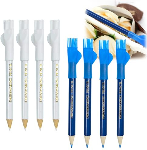 OKMINI 8PCS Sewing Pencil for Fabric,Fabric Markers for Sewing,Chalk Pencil for Quilting,Water Solubility Tailors Chalk Penc/il,Portable Fa/bric Chal/k Penc/il with Brush,Water Soluble Tracing Tools