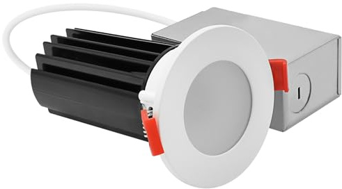 LUXRITE 2 Inch LED Recessed Lighting, Deep Regressed Canless Spotlight, Round White & Waterproof Interchangeable Trim, 5CCT 2700K-5000K, 1000LM, 15W, High Output, Dimmable, Wet Rated