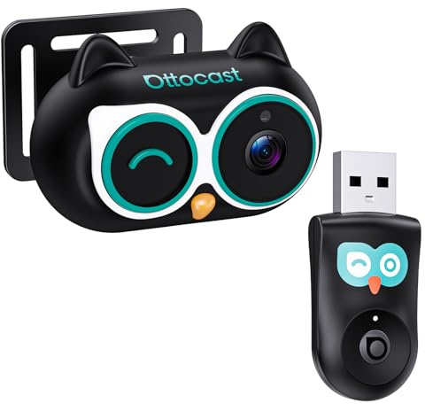 Ottocast Cabin Care CarPlay Adapter 2026, Ottocast Mini Cámara Asiento Trasero 1080P, USB-A Plug & Play, Solo para CarPlay con Cable de fábrica