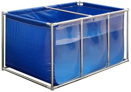 Heavy-Du Koi Damm i PVC med visningsfönster och dräneringsventil – fisk och trädgårdsdisplay över marken, enkel montering, 150 x 100 x 70 cm, blå rium