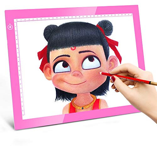 LITENERGY Tragbare A4 Kopiertafel mit LED, Pink, ultradünn, verstellbar, USB-Power-Artcraft-LED-Licht-Pad für Tattoo-Zeichnung, Streaming, Skizzieren, Animation, Schablonieren