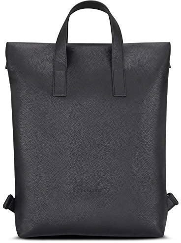 Expatrié Backpack Womens Black Lou Vegan Leather Crossbody Messenger Bag - Shoulder Bag & Daypack - Tote Bag with Detachable & Adjustable Straps