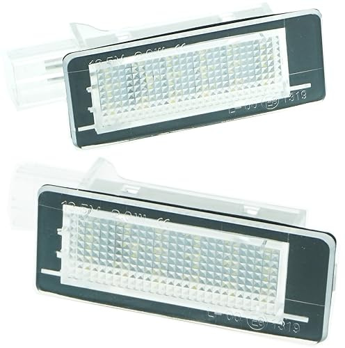 LED-registreringsskyltbelysning med E-märke kall vit lämplig för Clio III Grandtour, Scenic II III, Espace IV, Laguna II + III för endast Grand Tour, Megane II CC, Zoe etc