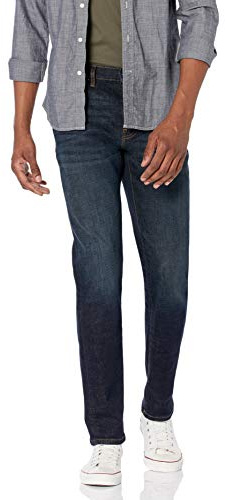 Amazon Essentials Herren Slim-Fit-Jeans - Auslauffarben, Dunkles Indigo, 35W / 32L