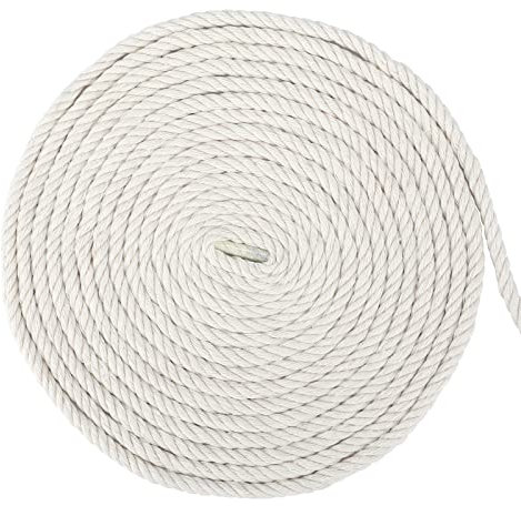 G2PLUS 6mm Beige Baumwollkordel, 20m Dicke Baumwollseil, Seil aus Baumwolle, Baumwolle Seil zum Adventskalender Handwerk Basteln