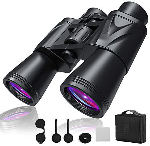 Fernglas 20x50, HD Fernglas Erwachsene mit Nachtsicht bei Schwachem Licht, Kompakt Fernglas BAK4 Prisma FMC Objektiv mit Tragegurt und Tragetasche Fernglas Wasserdicht für Vogelbeobachtung Wandern