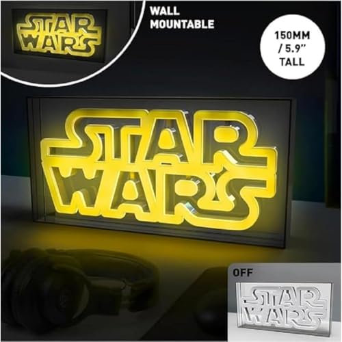 Star Wars LED Neon Light - Officially Licensed Free Standing or Wall Mountable Light Sign - Game Room Accessories and Film Memorabilia Decor | Paladone, Yellow