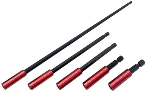 Saipor 5pcs Drill Bit Extension Set, 2/2.4/4/6/12 inch Length Magnetic Socket Drill Bit Holder, 1/4 Hex Shank Screwdriver Extension for Holding Screwdriver Bits and Screws
