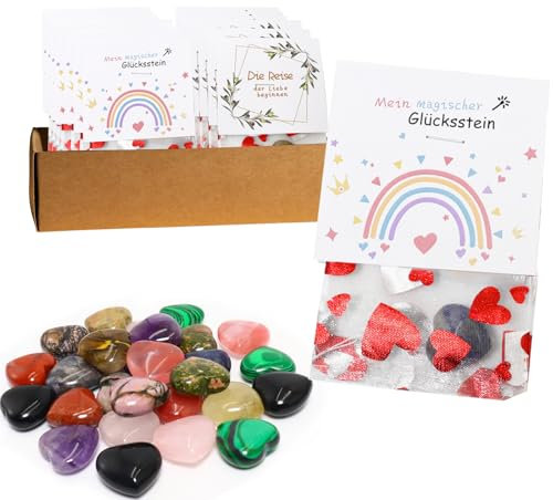 XingFuDM 10 Stück Kristalle Steine Glückssteine, Mitgebselstein, Mitbringsel, Give Away, Glücksbringer, Kindergeburtstag,Herz Stein Tasche Palm Daumen Herz Stein, Heilung Kristall Edelsteine
