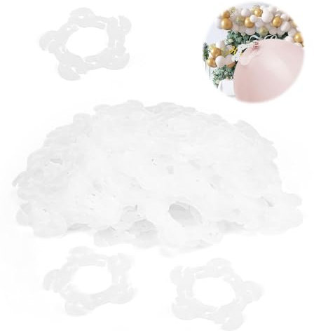 FINELYCR 100 Pièces Clips de Ballons Connecteurs, Ballon Clip en Forme de Fleur, Support Arche Ballons, Attache Ballon pour Anniversaires, Fêtes de Famille, Mariages