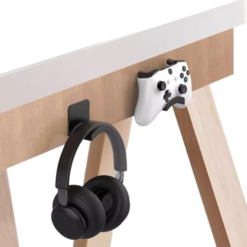 AZURAOKEY Supporto adesivo per cuffie, universale, gancio per cuffie da scrivania, supporto per cuffie, senza trapano, montaggio a parete, staffa per auricolari da gioco