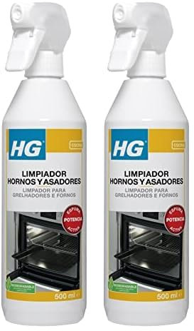 HG Limpiador de hornos y asadores, Parrilla y Barbacoas, Elimina los Restos de Comida y Grasa Quemada, Para Cocina y Uso al Aire Libre (500 ml) - 138050130 (Paquete de 2)