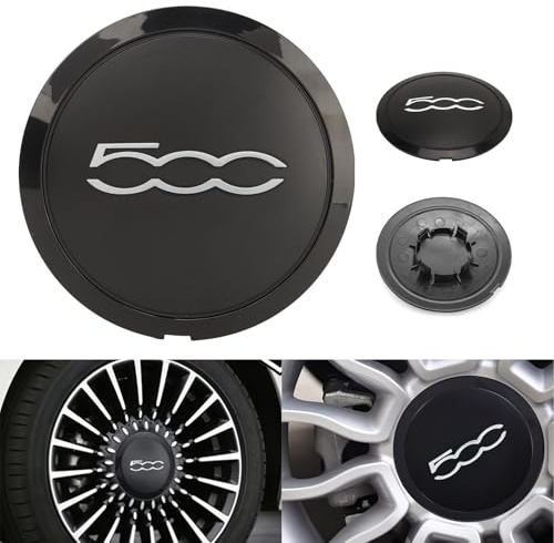 Fiat 500 Tapacubos - Tapas De Rueda De Centro Centrales Llantas Aluminio, Compatibles Fiat 500 Centro Tapacubos De Pieza, Tapacubos del Centro De Rueda 68078419AC para 2012-2023 (E)