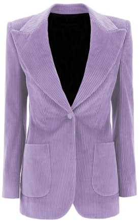 Leader of the Beauty Blazer de pana para mujer, chaqueta de traje de negocios, chaqueta de trabajo, chaqueta cálida para mujer, Lila, XS