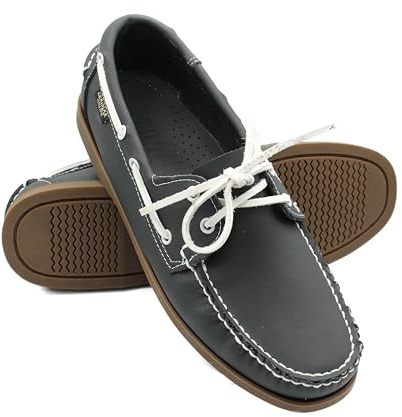Zerimar Mocassin Nautique pour Homme en Cuir Véritable, Chaussure Décontractée Élégante et Légère pour Un Usage Quotidien ou Formel, Chaussure Confortable, Couleur Bleu Foncé, Taille 40.