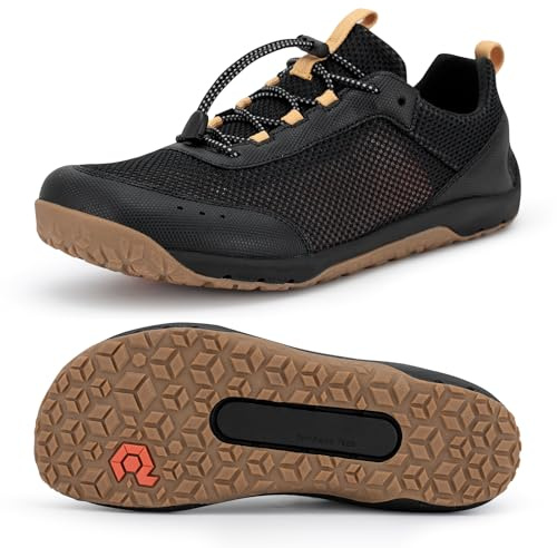 Pulltop Men's Barefoot Water Shoes | Quick-Dry | Lightweigh Wide Zero Drop Self-Draining Sole Amphibious Sneakers Black-Gum Size 9