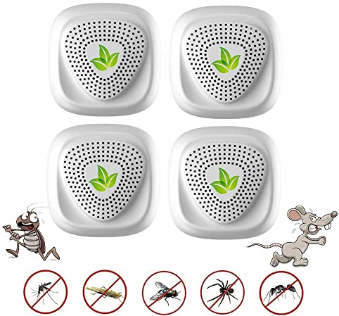 AILEDA Ultraljud myggmedel 4 Pack, Professionell inomhus ultraljud råttavstötningsmedel, kraftfull musrepeller för myggor, råttor, kackerlackor, insekter