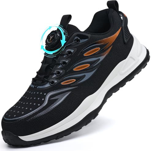 YEKOYIOO Scarpe Antinfortunistiche Uomo Donna Leggere Scarpe da Lavoro Scarpe Sicurezza Comode con Punta in Acciaio Scarpe da Cantiere Antiscivolo Traspiranti Marrone 43 EU