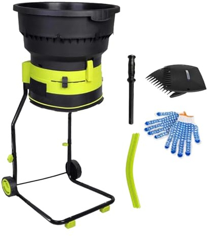 LYNNEYING Biotrituratore Elettrico, Tritafoglie e Defogliatore 8000RPM, Tecnologia Senza Lame, Tramoggia 54cm, Potenza 2500W, per Rametti, Erba, Foglie, Compostaggio, con Sacco Incluso(Powercord*50m)