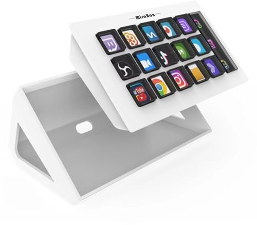 Stream Deck Visual Keyboard with 15 LCD Keys – Customizable Live Content Creation Controller for Windows, macOS, Android, iOS (White)