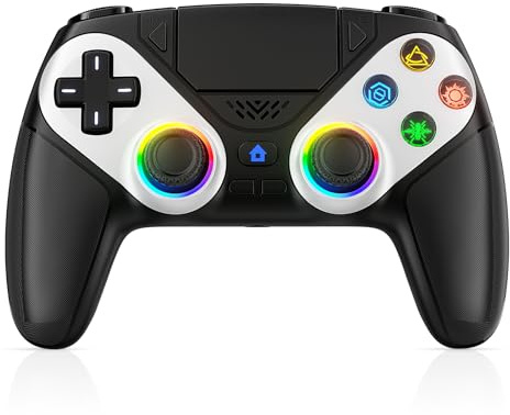 GGiking RGB Wireless Controller für PS5/Pro/Slim & PC, Bluetooth Gamepad mit Rückenpaddel, Turbo & Makro Funktion, Dual-Vibration, 6-Achsen-Sensor, 3,5mm Audio-Jack & Lautsprecher - Schwarz
