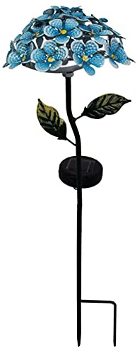 Riuulity Lampes Solaires de Jardin, Lampe à Fleurs en Métal, Lumières D'hortensia de Simulation pour la Décoration Extérieure de Patio et de Pelouse (01)