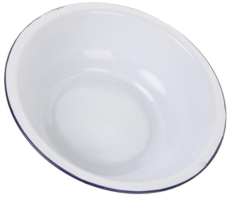HINTRMENT Cuenco Esmaltado Vintage Redondo de Esmalte Blanco para Lavar Verduras y Cara, Gran Capacidad, Duradero y Fácil de Limpiar en Estilo Retro Clásico